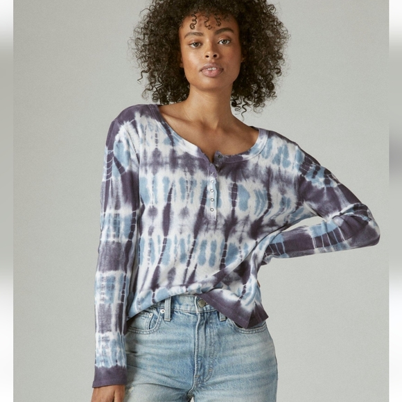 Lucky Brand Tops - Lucky Brand Tie Dye Ribbed Snap Button Longsleeve